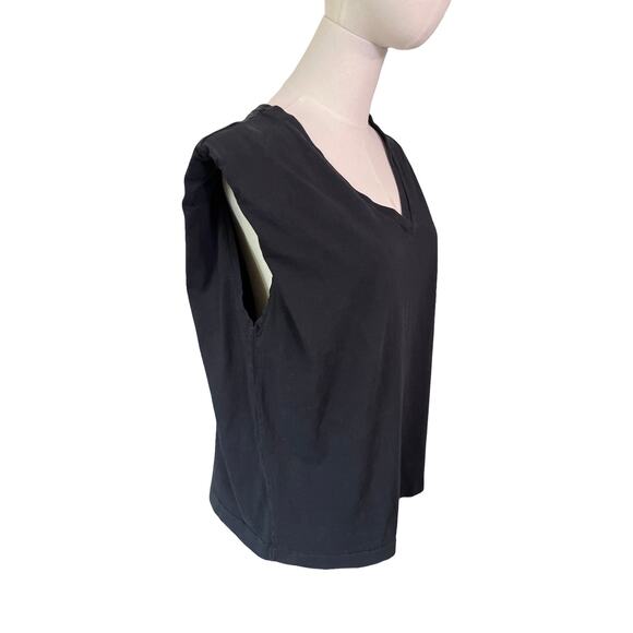 Citizens of Humanity Black Sleeveless V-Neck Muscle Tee Top Cotton Size L USA - Picture 5 of 8